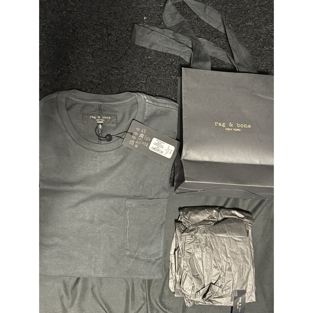rag & bone Men's Black Garment Dyed Classic Pocket Short Sleeve T-Shirt (M)